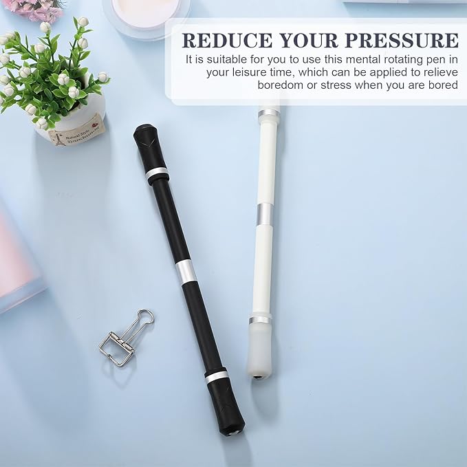 Outus 2 Pieces Spinning Pen Rolling Finger Rotating Gaming Trick Pen Mod with Tutorial No Refill Stress Releasing Brain Training Toys for Adults Office Supplies(Mixed Color)