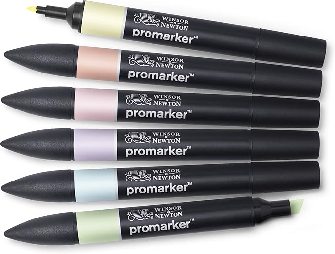 Winsor & Newton ProMarker Set, 6 Count, Pastel Tones