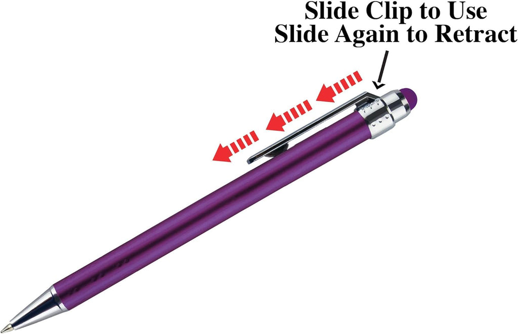 Personalized Pens with Stylus Tip -Bright Vibes- Click action - Custom - Black writing - Printed Name pens - Imprinted with Your Logo or Message - FREE PERSONALIZATION - 12 Pens/Box (Orange)