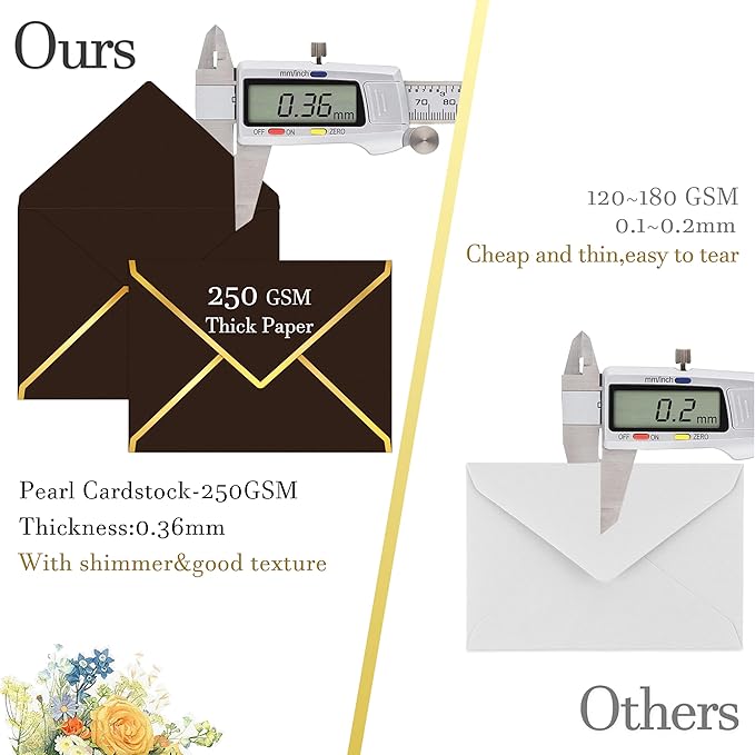 60 Pack Gold Envelopes 5x7 Bulk Taupe, 250G Pearled Cardstock A7 Envelopes for Invitations Business Mailing Envelope with Gold Foil Border, A6 4x6 Envelopes for Wedding Baby Shower Cards