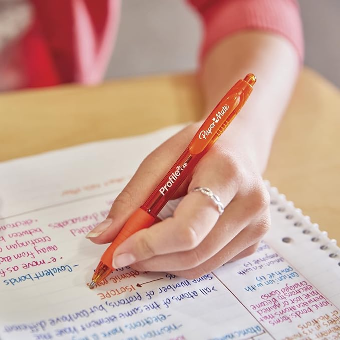 Paper Mate Profile Retractable Ballpoint Pens, Bold (1.4mm), Red, 12 Count