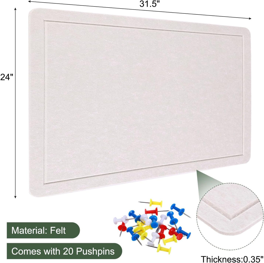 YOKIVE Felt Bulletin Board, 31.5 x 24 -Inch Foldable Decorative Pin Board Self Adhesive Felt Cork Board with 20 Pushpins, Great for Wall, Photo Display, Paste Note, Schedule(Light Camel)