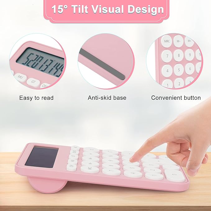 Standard Calculator 12 Digit,6.2 * 4.2in Desktop Large Display and Buttons,Calculator with Large LCD Display for Office,School, Home & Business Use,Automatic Sleep,15 °Tilt Screen