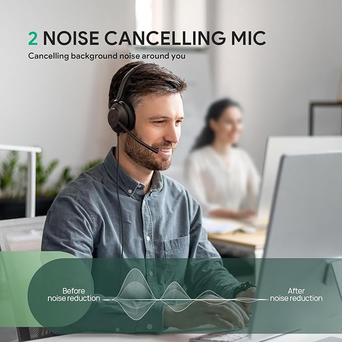 Yealink UH35 Wired Headset, USB Headset with Noise Cancelling Mic, Optimized for Skype and Zoom and Other Leading Conferencing Platforms, Mono Headset for PC Laptop VoIP Phone, All-Day Comfort Design