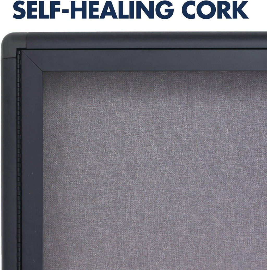 Quartet Enclosed Radius Fabric Bulletin Board, 6' x 4', 3 Door, Graphite Frame (2367L)