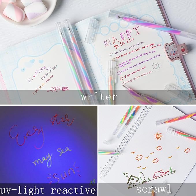 18 Pack Mixing of 3 Colors Rainbow Gel Pens Color Changing Ballpoint Pen Set for Adults Coloring Books Drawing Doodling Anime Scrapbooking Class Notes