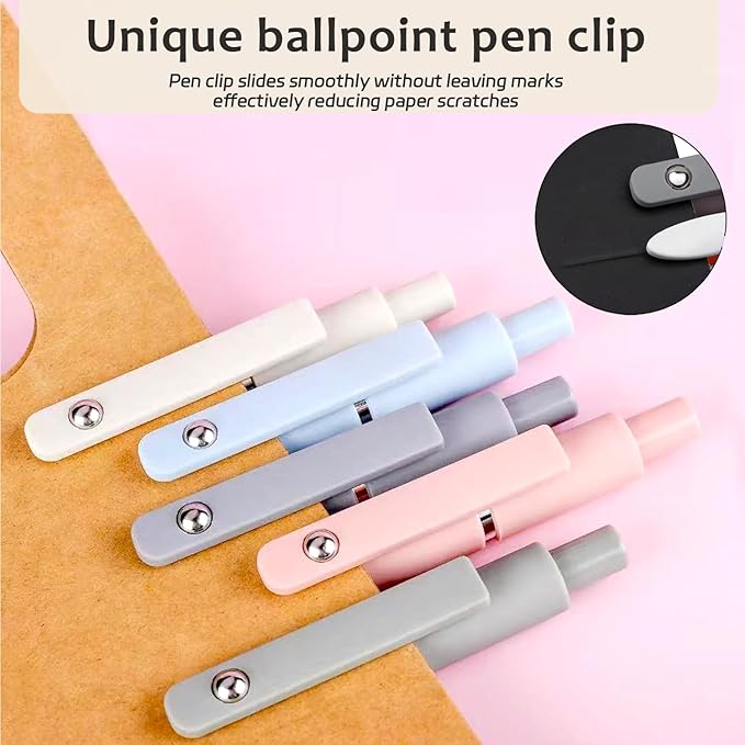 Gel Pens, 5Pcs 0.5mm Fine Point Black Ink Pens With Smooth Wirting,Qucik Dry Pens For Journaling, Cute Nice Aesthetic Pens, Office School Supplies for Women Men Student(Morandi)