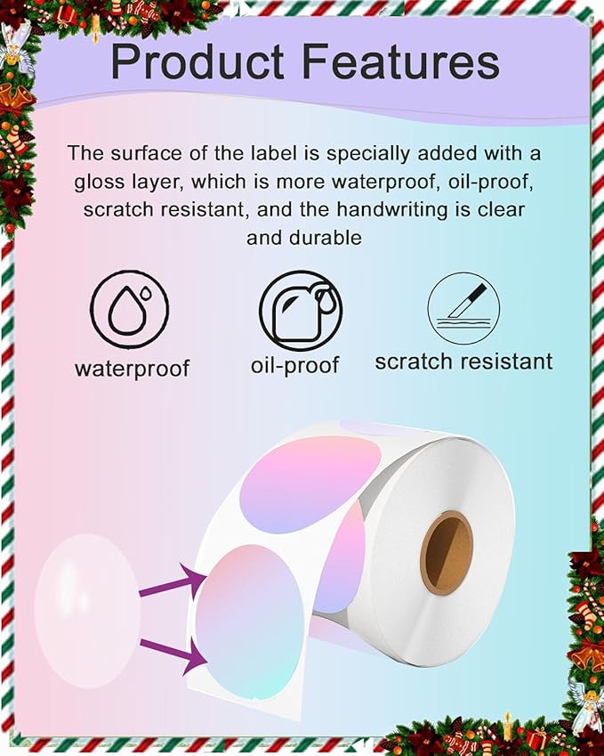 2 inch Round Thermal Labels, Labels for Printer M110 M108 M220 M260 M120 M221 Print Master Label Refill, Circle Thermal Printer Labels for Marklife P50 Clabel 221B, T50, 430/3Roll, Dream Purple