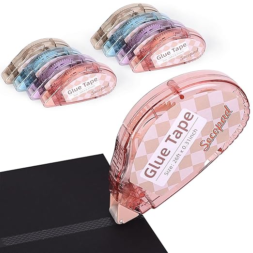 Scrapbook Tape, 8 Pack Double Sided Tape Roller for Crafts, Adhesive Glue Runner Scrapbooking Supplies Journaling School Office Supplies for Kids and Adults, 0.3IN x 26FT