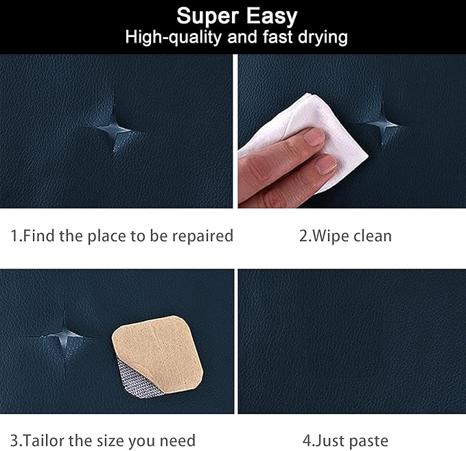 Leather Repair Patch for Couches Self-Adhesive Leather Repair Tape kit for Furniture Sofa Vinyl Car Seats Couch Chairs Shoes Down Jackets (Blue, 3.9X79 inch)