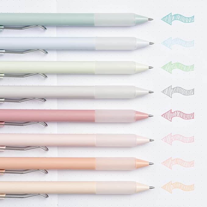 BLIEVE - Pastel Colored Gel Pens With Cool Matte Finish, Aesthetic and Cute Pens With Smooth Writing For Journaling And Bible Note Taking No Bleed Through, Cute School Supplies 8 Pack