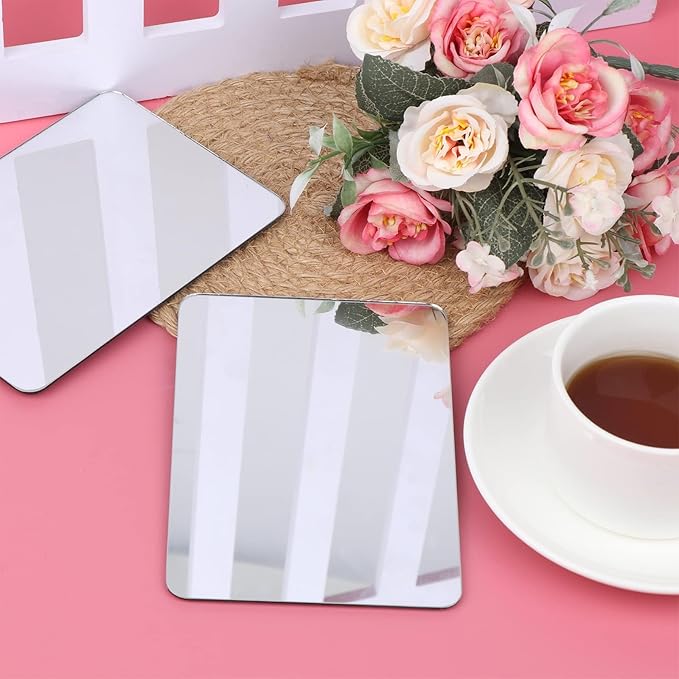 craftshou 2 Pieces Magnetic Locker Mirror Rectangular Locker Mirror Locker Magnetic Mirror for Home Office Cabinet School Locker Wall Mirror (4.3x4.3 Inch)