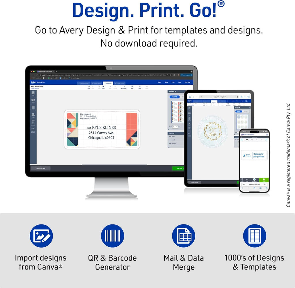 Avery Printable Return Address Labels with Sure Feed, 0.5" x 1.75", White, 8,000 Blank Mailing Labels (05167)