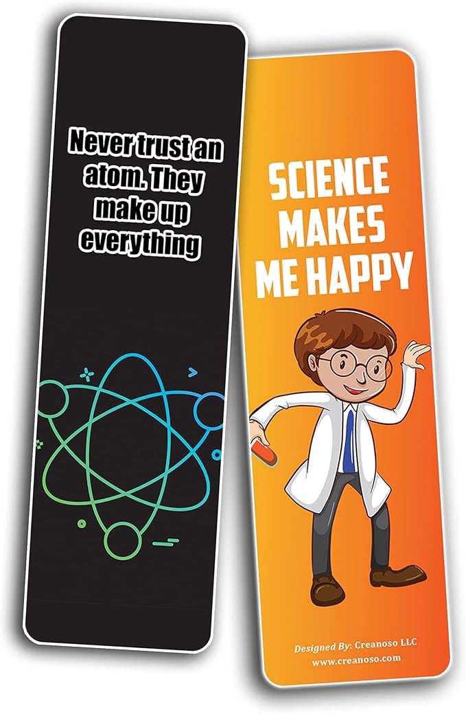 Creanoso Mad Scientist Bookmarks (2-Sets X 6 Cards) – Daily Inspirational Card Set – Interesting Book Page Clippers – Great Gifts for Adults and Professionals