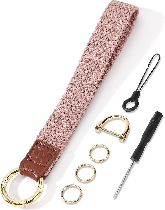 Wristlet Keychain for Women Stretchy Wrist Keychain Lanyard for Phone Case Wallet Id Card Badges (Nude Pink)