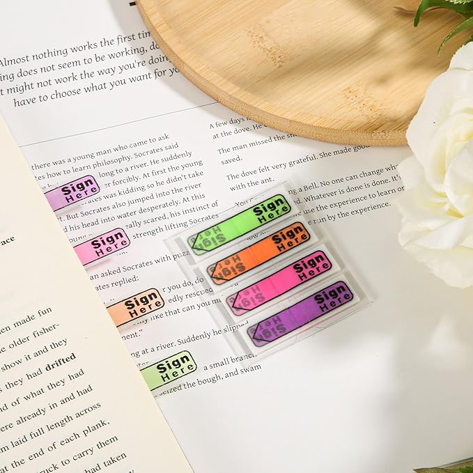 600pcs Stickers(6 Pack) Sign Here Labels, Sign Here Flags Sticky Notes Initial Tabs with Dispenser Arrow Labels Easy to Post for Office School Notary Books(Light green 1)