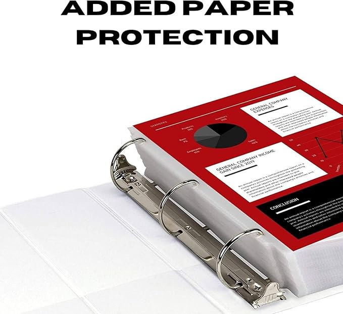 3 Ring Binder, Professional D Ring Binder 5 Inch, Presentation Folder for Standard Pages 8.5 x 11 with Pockets, Crystal Clear View White Binder (4 Pack)