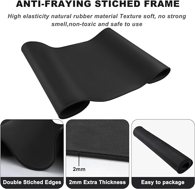 Large Mouse Pad, Desk Pad Large Office Deskmat Gaming Mouse Pad with Stitched Edges, 31.5" x 15.7" Mousepad with Non-Slip Waterproof Rubber Base for PC Laptop Desk Home Office Accessories, Black