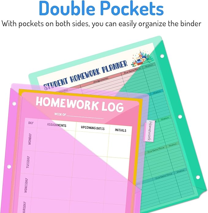 Forvencer 24 Count Dividers with Pockets, 8 Tab Dividers for 3 Ring Binder with Pockets, Subject Dividers with Pockets, Premium Quality Notebook Dividers with Pockets, Vibrant Color, 3 Sets