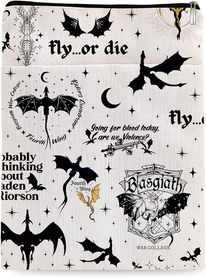 Romantasy Dark Academia Dragons Book Sleeve, Fantasy Novel Reader Gift, Bookish Gifts, Book Inspired Gift, Paperback Book Protector Book Cover Dragons Lovers Book Gifts (Dragons Book Sleeve-1104)