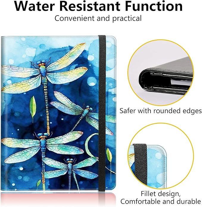 Dragonfly Padfolio Folder with Clipboard,Portfolios Organizer Clipboards with Storage Clipboard Writing Pad PU Leather Conference Document Organizer with Business Card Holder