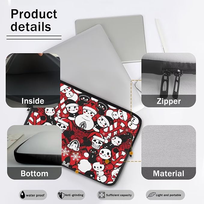 Christmas Snowman Printed Computer Bags for Laptops, Water Resistant 13 Inch Laptop Bag Laptop Briefcase Travel Case for Women Men Teens, Compatible with Most Laptops
