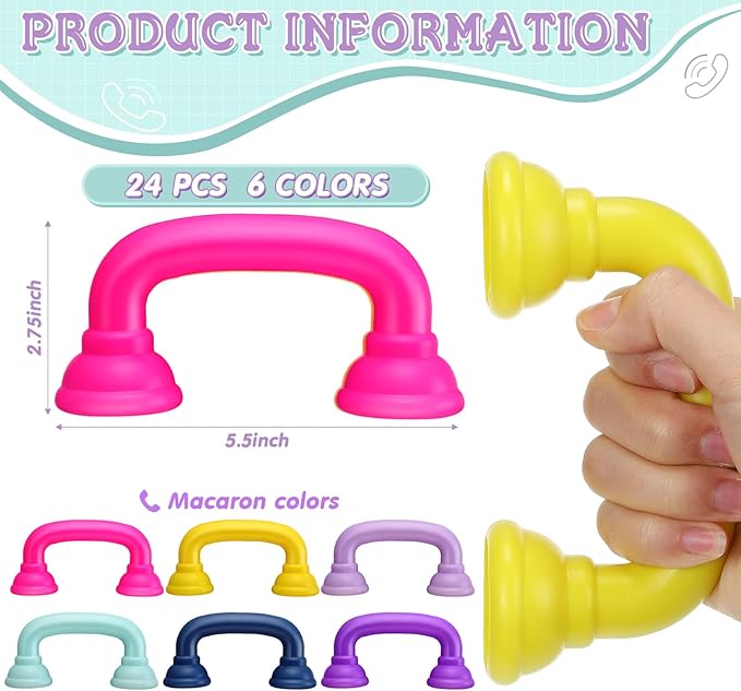 Shappy Bulk Whisper Reading Phones 24 Pcs Whisper Auditory Feedback Phone Classroom Manipulative Hear Myself Sound Speech Therapy Tool for Kids Accelerate Reading Fluency Pronunciation(Rainbow Color)