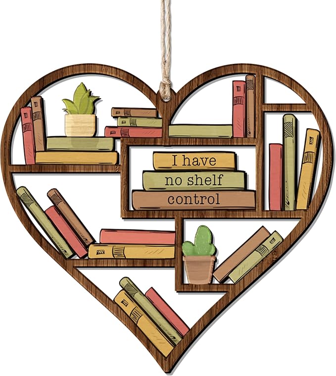 HYTURTLE Funny Book Gifts for Book Lovers Librarian - Book Christmas Wooden Ornament Tree Decoration - Book Lover Gifts - Book Gifts for Women Men - Book 2-Sided Xmas Ornament Decor Keepsake