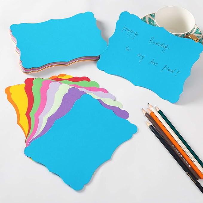 50 Pack Blank Kraft Cards Cardstock Thick Paper Brown Greeting Cards for DIY Gift Card Menus, Baby Shower and Wedding Invitations (Multicolored, 5x7IN)