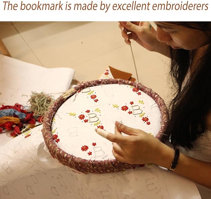 Personalized Hand Embroidered Corner Bookmark, Bookmarks for Women, Personalized Bookmark for Books, Cute Flower Book Mark, Hand Stitch Gift for Women for Book Lovers by HNQCPCVU (L, White)