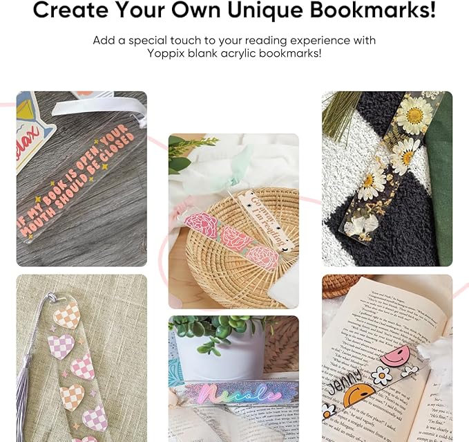 30 Pieces Acrylic Bookmark Blanks- 3mm Thicken Clear Acrylic Bookmarks with 30 Pcs Ribbon for Reading Lovers DIY Crafts Presents, Graduation Back to School Presents