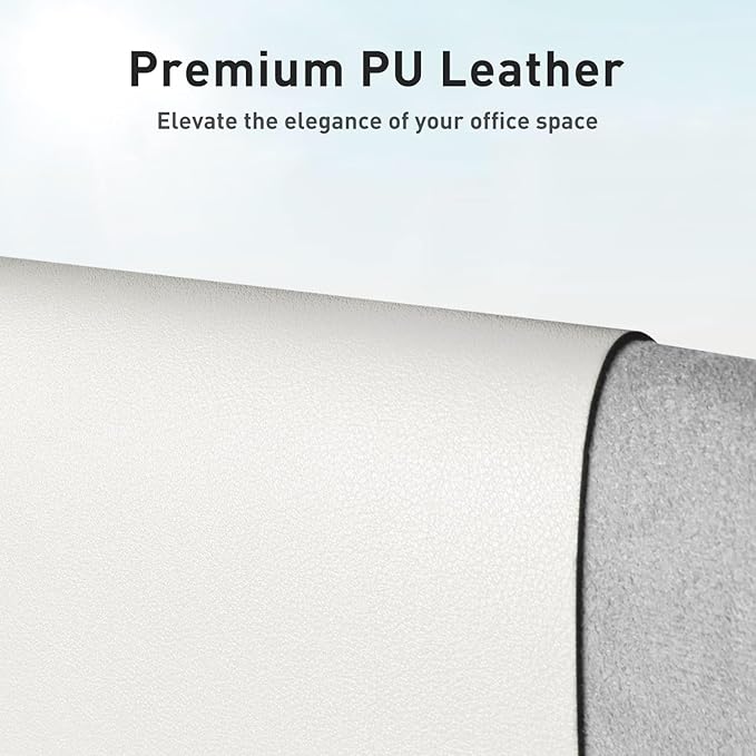 Aothia Leather Desk Pad Protector, Mouse Pad, Office Desk Mat, Non-Slip PU Leather Desk Blotter, Laptop Desk Pad, Waterproof Desk Writing Pad for Office and Home (Off-White,31.5" x 15.7")