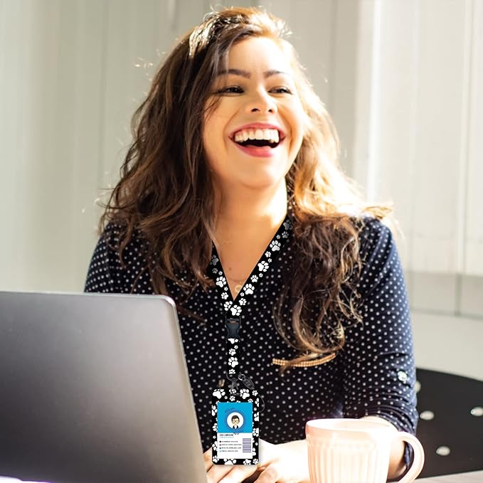 Puppy Dog Paw Lanyards for Id Badges, Cute Retractable ID Badge Holder with Detachable Lanyard, Fashionable Badge Reel Heavy Duty with Carabiner Clip, Nurse Teacher Office Gifts