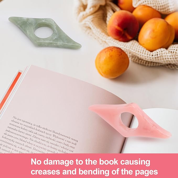 Thumb Page Holder for Reading 2Pack, Energy Pattern Thumb Bookmark, Book Opener Holder, Book Finger Page Holder, Book Accessories for Reading Lovers(Pink and Olive-Green）