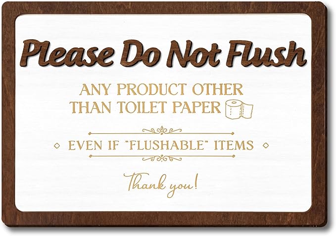 Please Do Not Flush Sign For Bathroom - Please Do Not Flush Anything Except Toilet Paper Sign, Bathroom Rules Sign For Business, Septic Sign for Bathroom