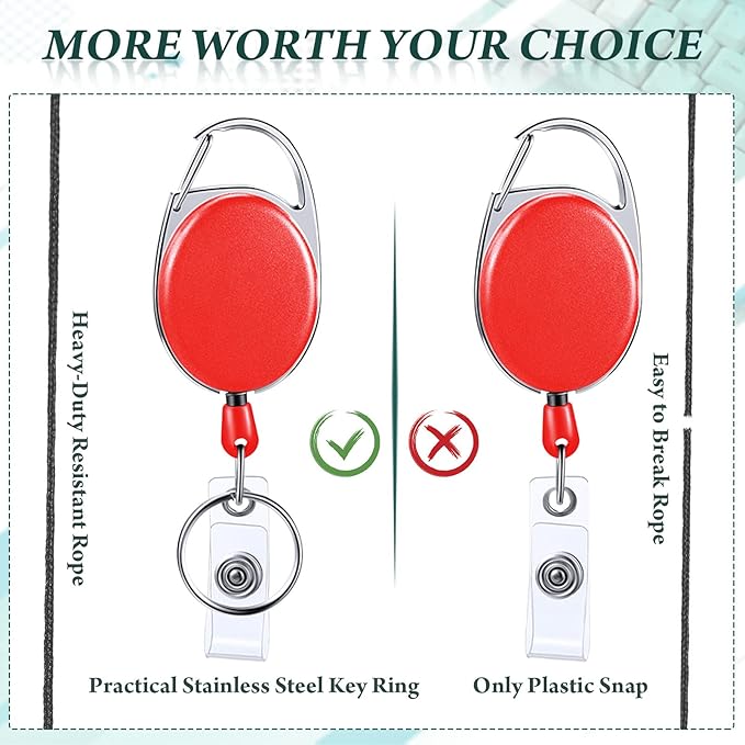 Honoson Heavy Duty Retractable Badge Reels Batch ID Badge Holder Retractable Clip Bulk Card Key Holder with Ring for Office Worker Employee, Doctor Nurse Gifts(Bright Color,50 Pcs)