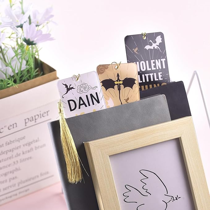 Dragon Acrylic Bookmarks, Bookish Merch Book Lovers, Unique Bookmark for Men, Page Markers Reading Accessories - Set of 3