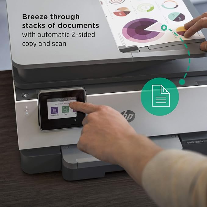 HP OfficeJet Pro 9015e Wireless Color All-in-One Printer with bonus 6 months Instant ink with HP+ (1G5L3A),Gray