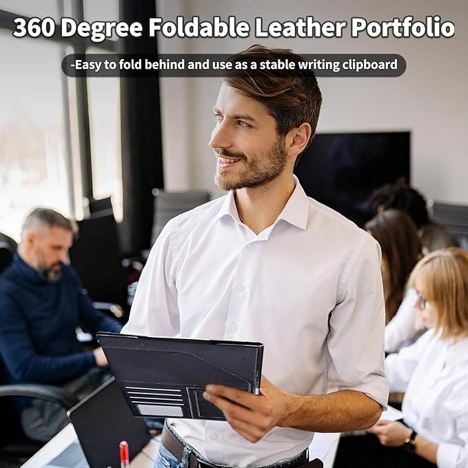 Padfolio/Portfolio Folder Clipboard,Bald Eagle with American Flag Personalized Leather Portfolio Padfolio for Men Women W/Resume Document Organizer Letter Size A4 Writing Pad Business Card Holders