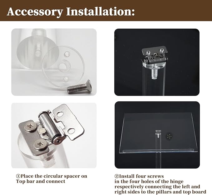 Baoz Acrylic Podium, Angle Adjustable Podium Stand Clear Speaking Podium Lecterns & Podiums for Speech Weddings Concert Church Classroom