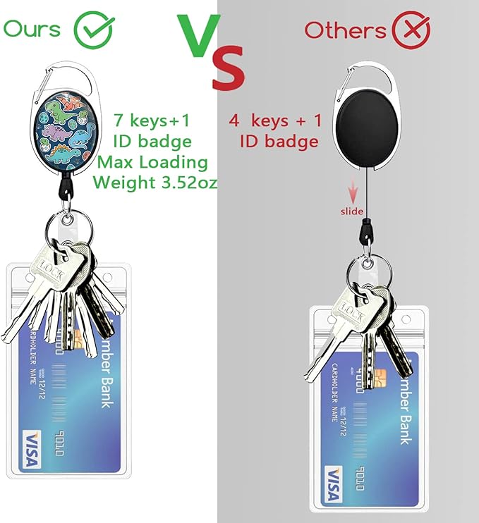 Cute Dinosaur Lanyards for Id Badges, Retractable ID Badge Holder with Detachable Lanyard, Fashionable Badge Reel Heavy Duty with Carabiner Clip, Nurse Teacher Office Gifts