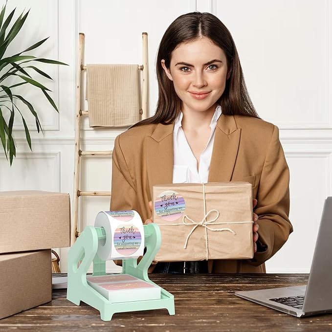 Label Holder Thermal Label Holder for Rolls and Fanfold Labels Shipping Label Stand Desktop Printer DIY Accessory Supplies for Home, Office (Fresh Green)