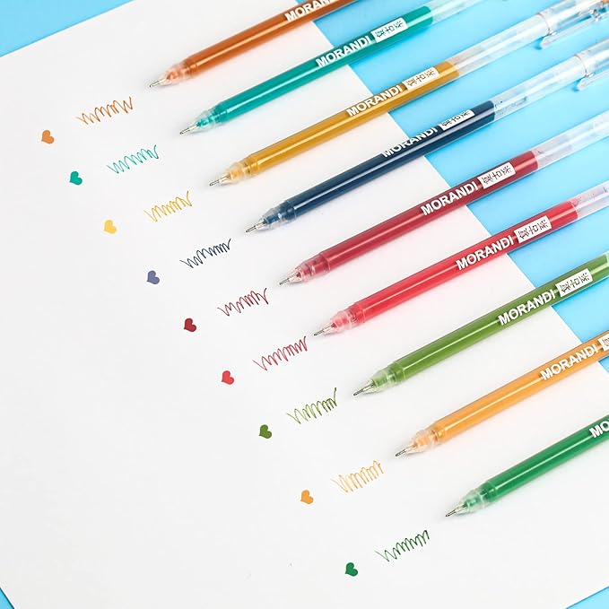 0.5mm Journal Colouring Pens, Assorted Rainbow Colors Pens Set of 9 for Adults Journal Coloring Calligraphy,Made for Everyday Writing, Journals,Drawing,Coloring Books (Morandi-Retro Color)