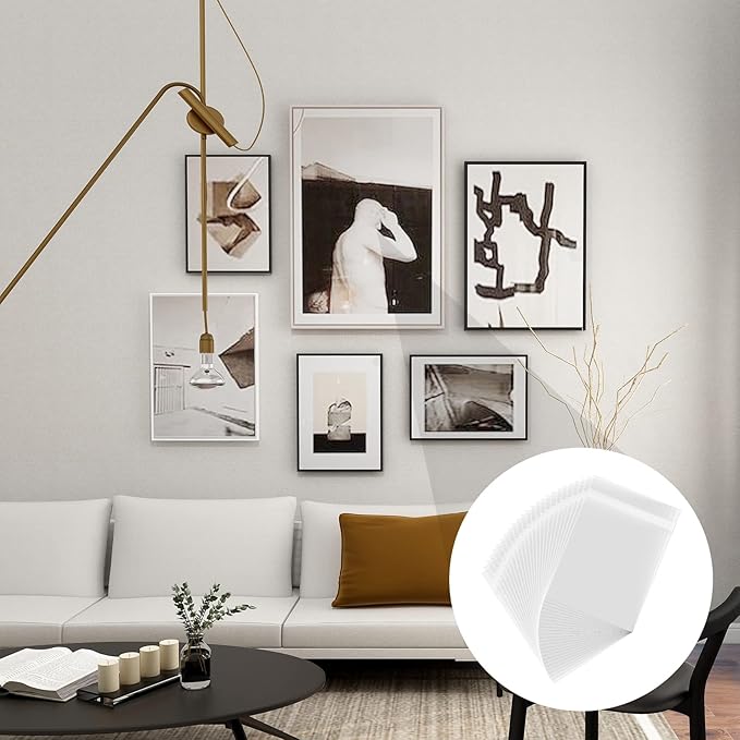 AUEAR, 200 Pack (11-3/8" x 14-3/16") Acid-Free Crystal Clear Sleeves Storage Bags for 11x14 Prints/Pictures/Photos/Framing Mat Mattes