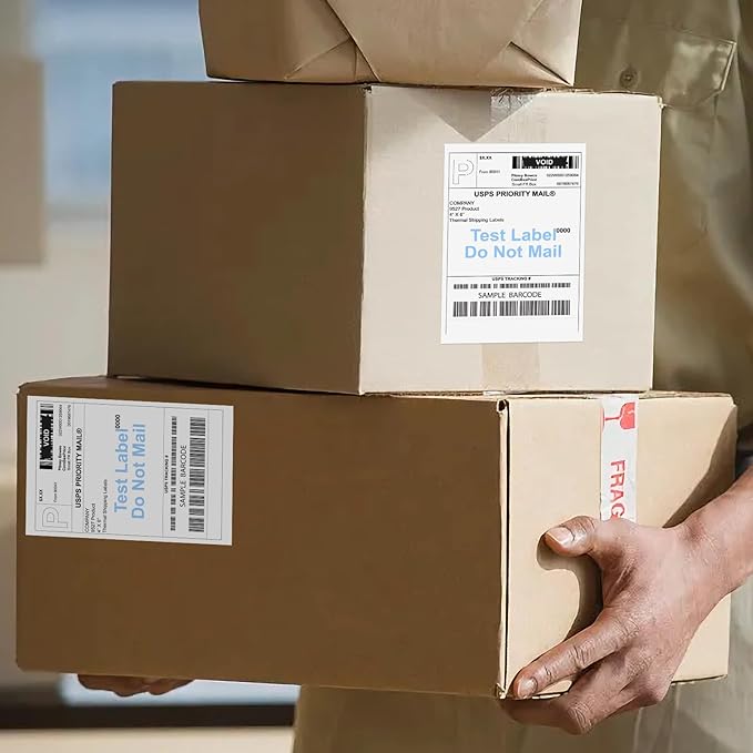 9527 Product Fanfold 4 x 6 Direct Thermal Labels with Blue Background Paper Perforated Shipping Labels for Thermal Printers, 1000 Label per Stack, 1 Stack