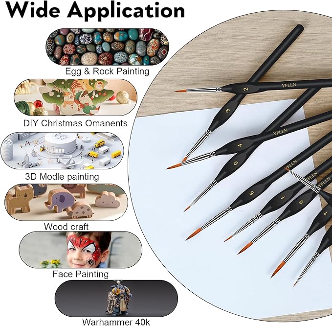 Miniature Paint Brushes Kit, Fine Detail Painting Brush Micro Professional Tiny Paints Brush Set for Art Watercolor Oil Acrylic,Mandala Painting,Craft Models Rock Painting Citadel(Black)