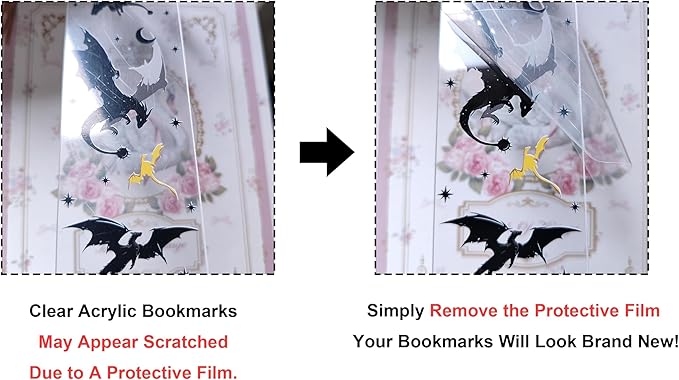 TwoDays 4th Wing Inspired Bookmarks, Fantasy Dragon Acrylic Bookmarks for Bookish Gifts, Cool Romantasy Book Merch for Book Lovers (6"x2", Set of 2)