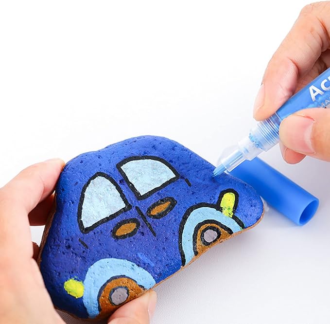 SMOOTHERPRO Acrylic Paint Markers Rock Painting 12 Colors Water-Based Pens 0.7mm Extra Fine Tip for Kids Adults Stone Canvas Ceramic Decorating (HAPM12)