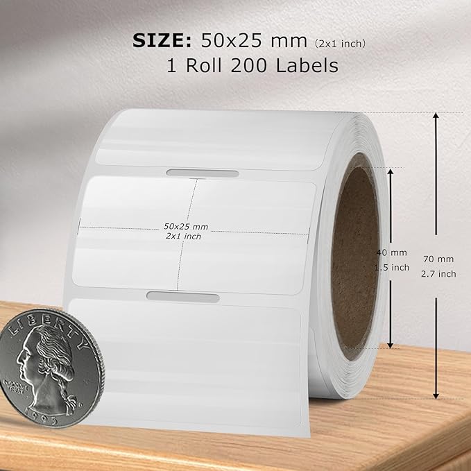 Transparent Thermal Labels 2 × 1 Inch Self Adhesive Printer Clear Stickers Vinyl Waterproof Roll Decals Rectangle Name Tag for Address Design DIY Logo Business 300 PCS