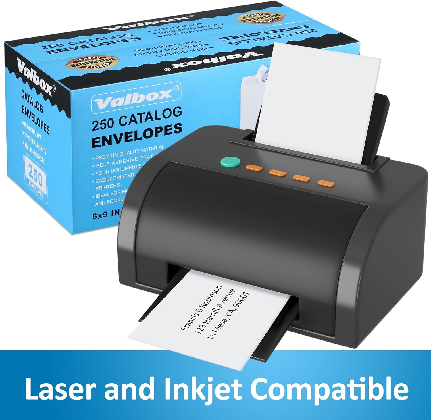 ValBox 6x9 Self Seal Security Catalog Envelopes 250 Count Small White Envelopes for Mailing, Storage and Organizing